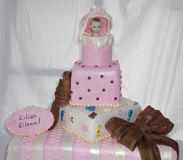 Baby Shower Tiered cake front view