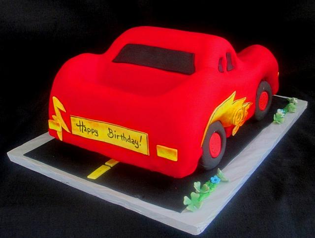 Cars Children Birthday Cake Back View