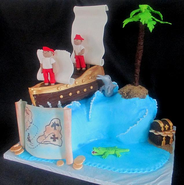 Pirates Theme Childrens Fondant Cake Main