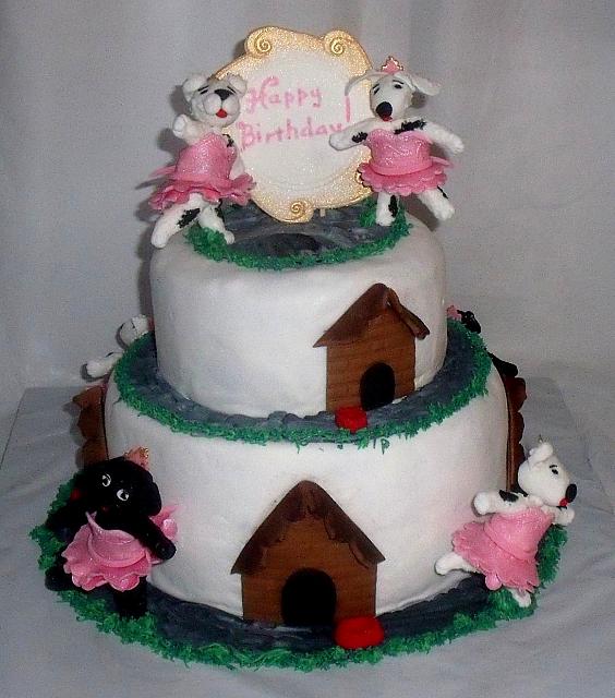 Ballerina Gumpaste Dogs With Doghouses Cake main view