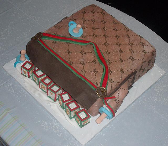 Gucci Baby Diaper Bag Cake for Baby Shower top view