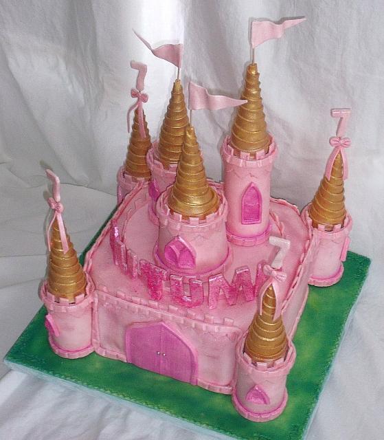 Pink Castle Cake and with Pink and Gold Turrets view 2