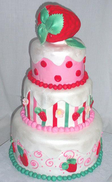 Strawberry Shortcake Themed Tiered Cake main view