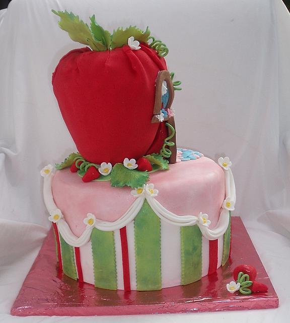 Strawberry Shortcake Theme House Cake Left View