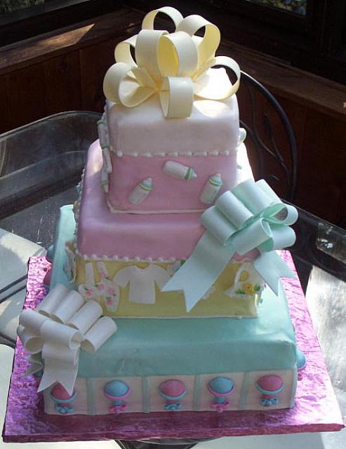Baby Shower cake as tiered presents