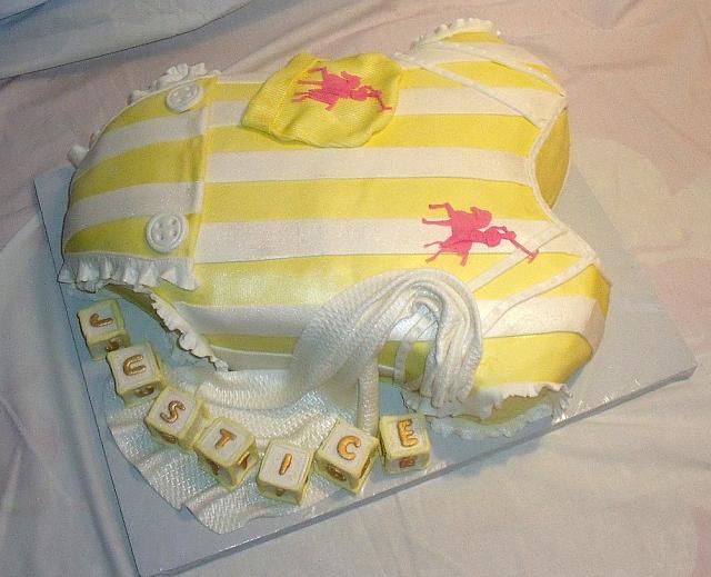 Baby Onesie Yellow White Polo Baby Shower Fondant Cake view 1