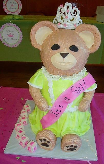 Giant Carved Teddy Bear Fondant Cake With Tiara main view