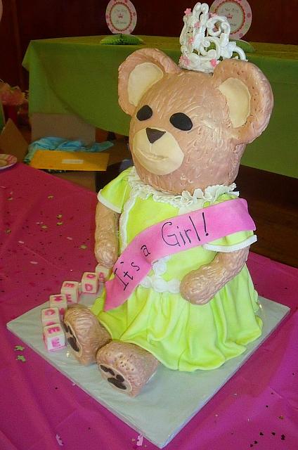 Giant Carved Teddy Bear Fondant Cake With Tiara view 2