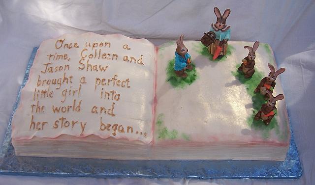 Top view of Peter Rabbit Book Cake