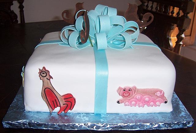 Baby Shower Present Cake With Farm Animals