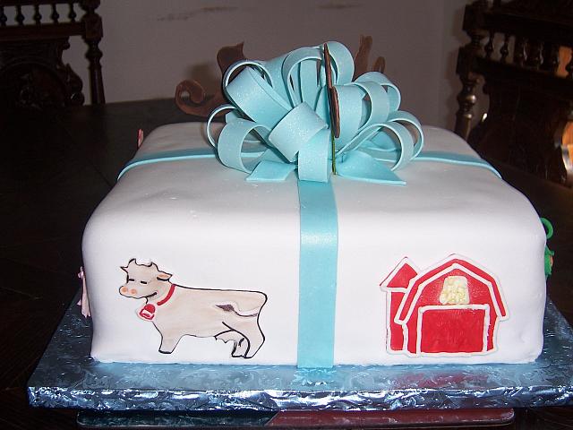 Baby Shower Present Cake With Farm Decorations