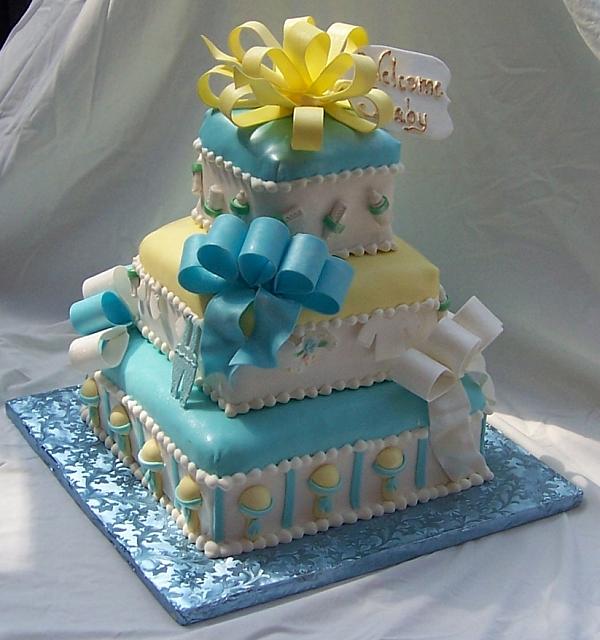 Baby Boy Present Cake Side