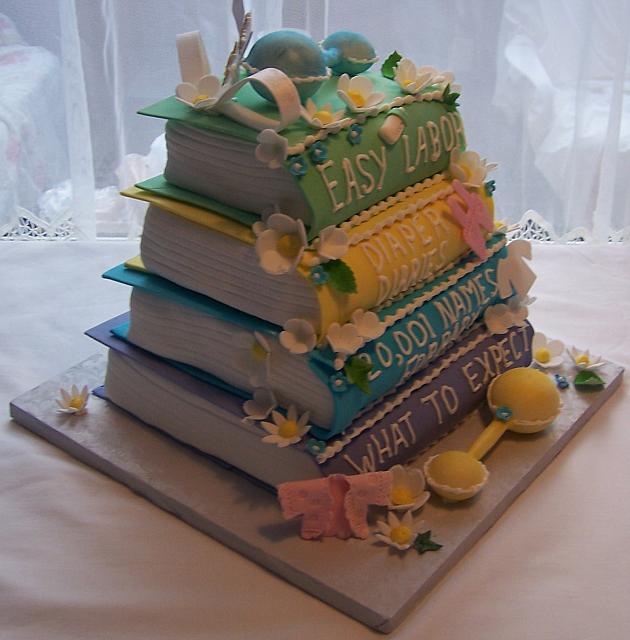 Baby Shower Cake Baby Books Side view