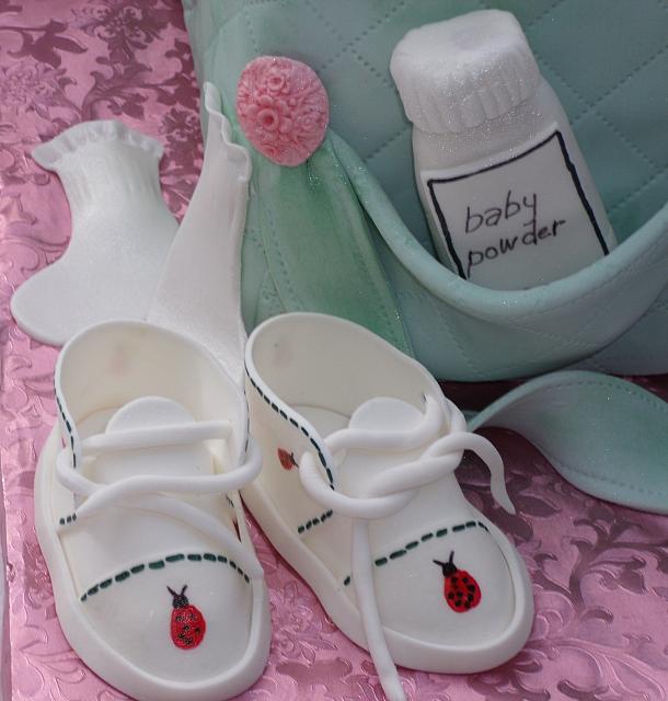 Sugarpaste Baby Shoes with Ladybugs- these are completely edible and handmade