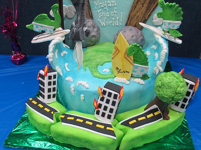 End Of World Mayan 2012 Cake Earthquake Road Buckling Close Up