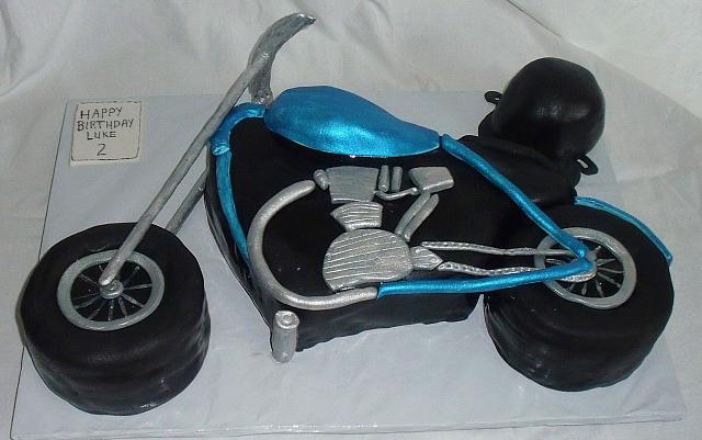 Blue, Silver, Black Motorcycle Cake view 2