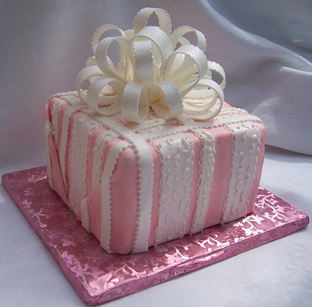 Pink Present Cake with Sugarpaste Bow