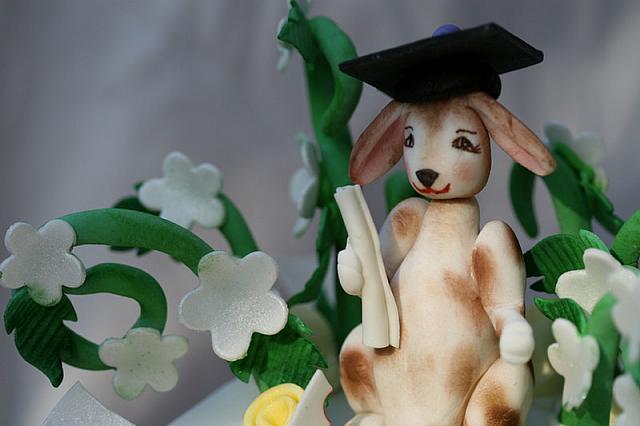 Close-up of Lop Earred Bunny decoration on Graduation Cake for Law School Grad