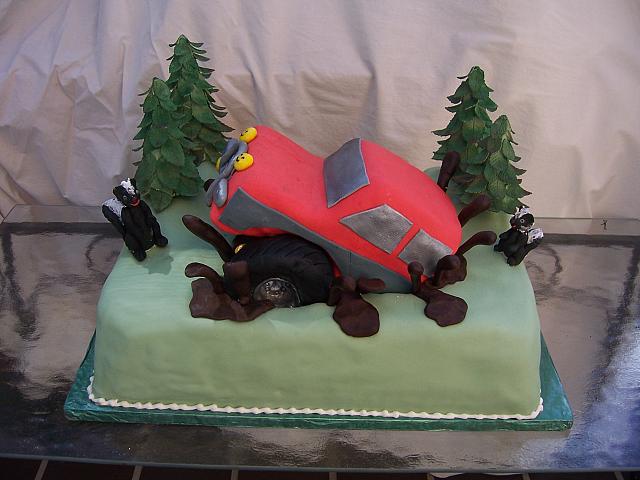 Groom's Cake with Off Road Truck in chocolate mud main view