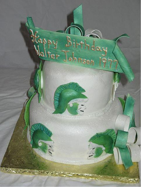 Walter Johnson Highschool class of 1977 green and white Spartan Cake