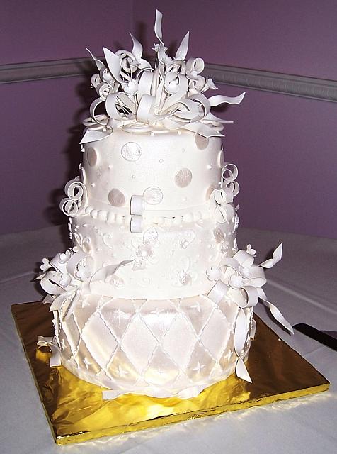 Whiteon White Wedding Cake