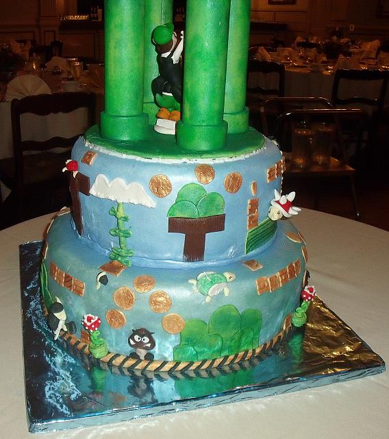 Mario Video Game Theme Wedding Cake bottom tiers view 4