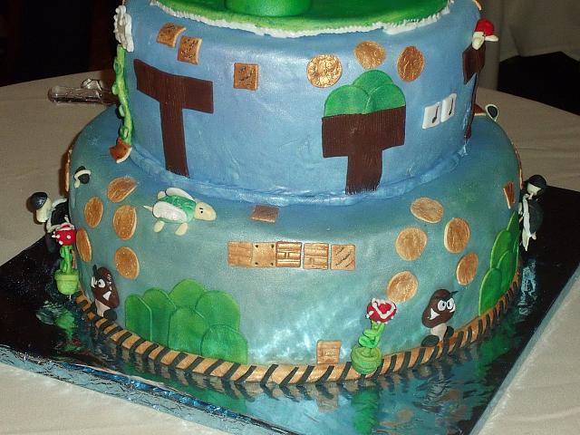 Mario Video Game Theme Wedding Cake bottom tier close up 2