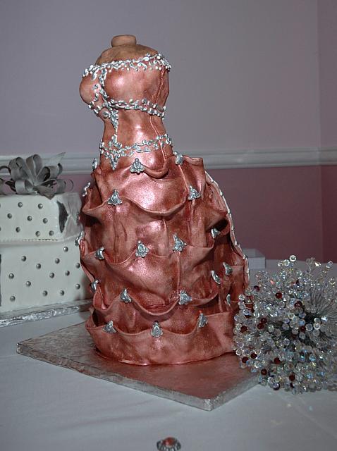 Bridal Dress Cake Close Up