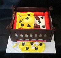 Baby Crib Cake with Mickey Mouse theme