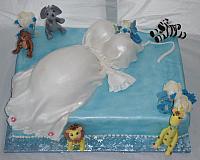 Baby Shower Boy cake as Pregnant Dress with Jungle Animals