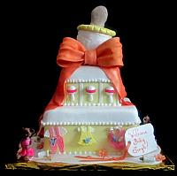 Baby Shower Tiered Cake with Giant Baby Bottle, Bears, Baby Clothes
