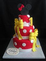 Minnie Mouse Tiered Cake With Yellow Bows