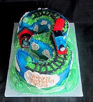 Thomas the Train on Number Three Carved Cake