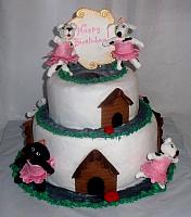 Ballerina Gumpaste Dogs with Doghouses Cake