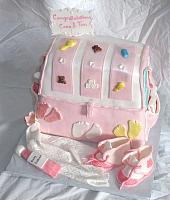 Baby Diaper Bag Cake For Baby Shower With Edible Gumpaste Baby Shoes, Baby Blanket, Baby Decorations