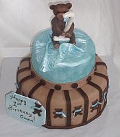 TBlue and Brown Teddy Bear Themed Baby Shower Cake designed by Kate Nearpass view 1