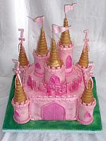 Pink Castle Cake and with Pink and Gold Turrets main view