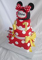 Minnie Mouse Theme Fondant Cake With Edible Mouse Hat and Edible Gumpaste Minnie Mouse Figurine view 2