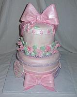 Whimsical Birthday Cake for Girl With Fantasy Flowers, Bows main view