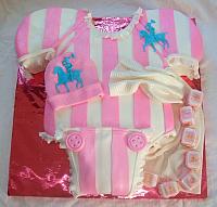 Baby Onesie Pink White Polo Baby Shower Fondant Cake