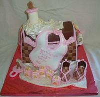 Baby Diaper Bag Fondant Cake with Louis Vuitton checkerboard pattern