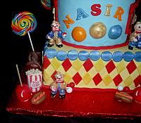 Carnival Food Closeup Of Miniature Popcorn, Hotdogs, Candy Apples, Pretzels