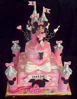 Minnie Mouse Pink and Silver Castle Cake with Minnie Mouse Figurine