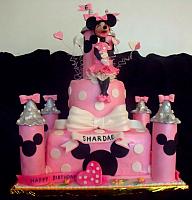 Minnie Mouse Pink and Silver Castle Cake with Minnie Mouse Figurine view 2