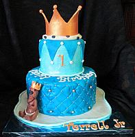 Baby Boy First Birthday Crown For A King Fondant Cake with Gumpaste Baby Bear main  view