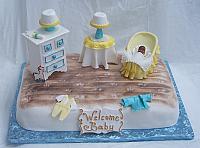 Baby Shower Cake with gumpaste or sugarpaste bedroom furniture