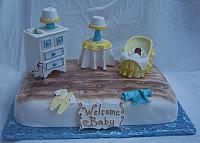 Baby Shower Bedroom Cake front view