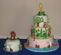 Jungle Or Safari Cake With Smaller Smash Cake