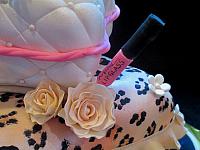 Fashionista Gumpaste Roses Makeup On Leopard Print Pillow Close Up