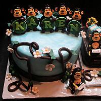 Retirement Cake With Gumpaste Monkeys Spelling Name